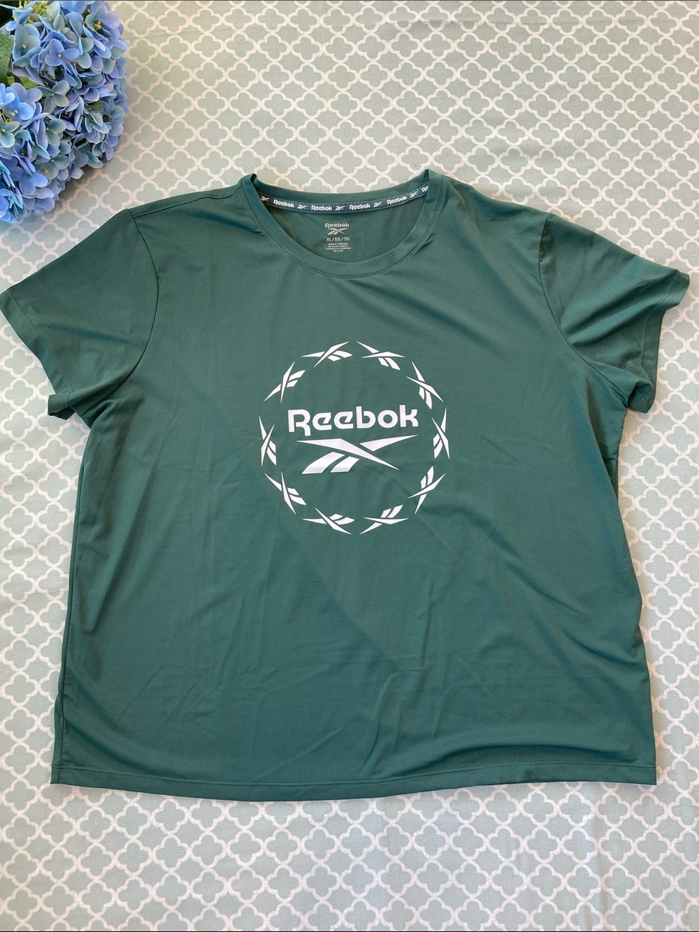 Reebok Logo Dark Green Short Sleeve Boxy Top XL